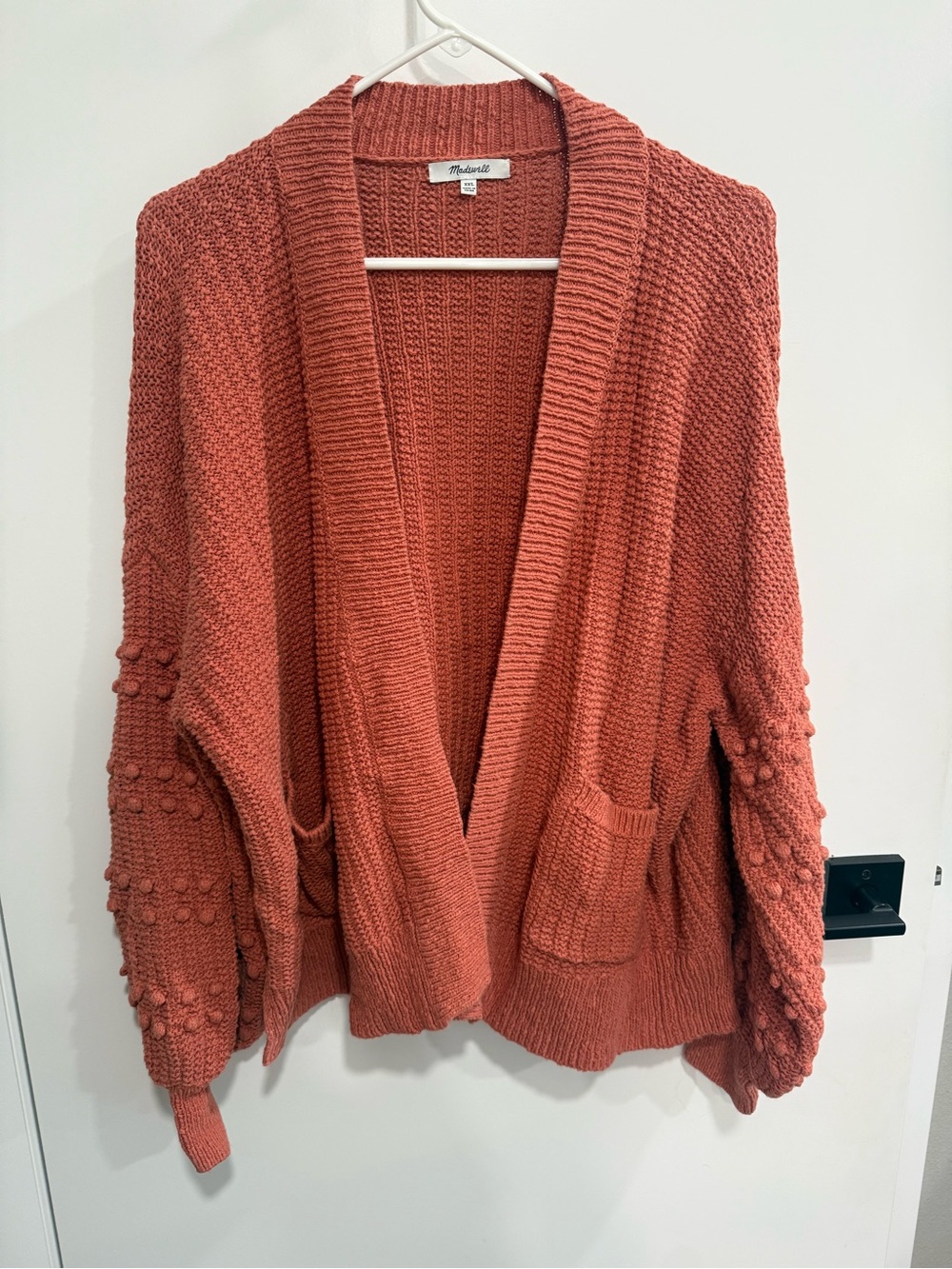 Madewell Open Front Knit Cardigan Bobble Sweater Rust Sweet Dahlia,Women’s XXL
